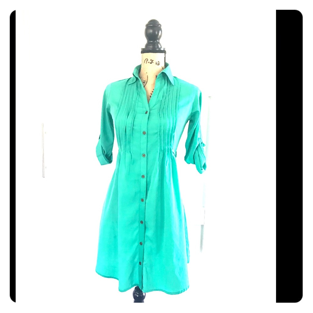 Button down teal dress 👗